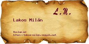 Lakos Milán névjegykártya